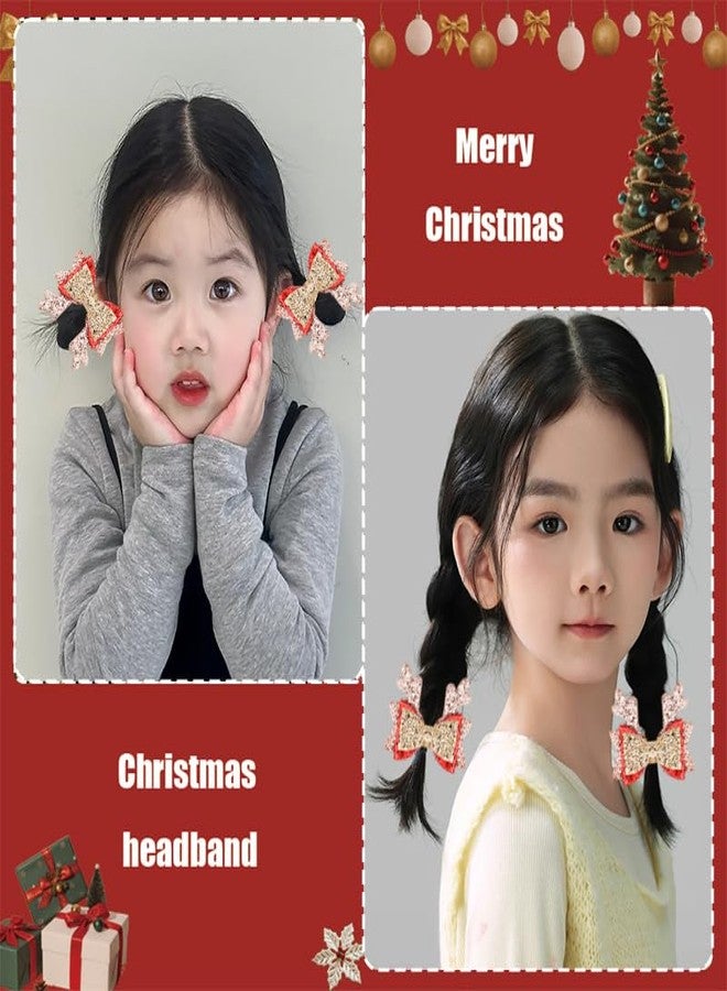 Sdopbinbin 2Pcs Deer Antler Hair Clips Gold Glitter Christmas Bow Hair Clips Barrettes Cute Reindeer Hair Clip Gold Red Christmas Hair Accessories for Toddler Girls Kids Sparkly Bowknot Hair Barrettes for Girls - Image 3